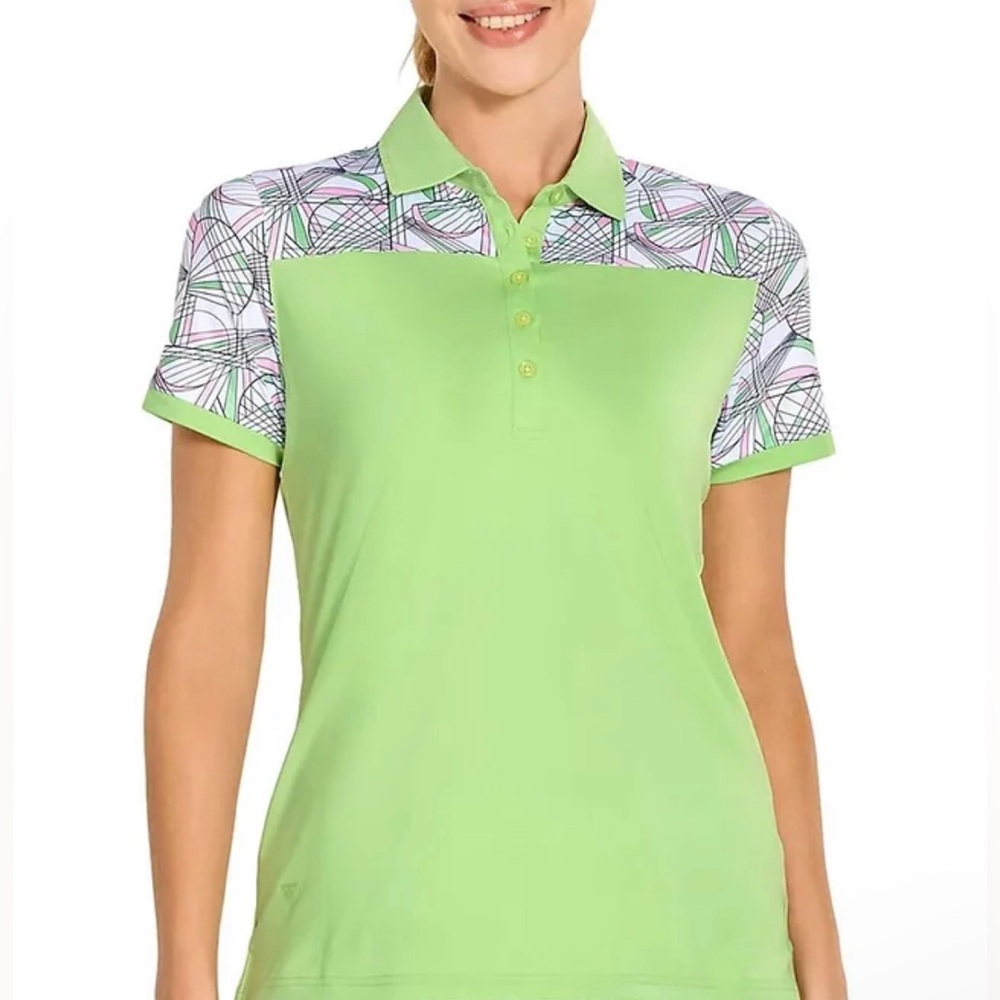 NWT MAELREG Women’s Golf Shirt Regular Fit Moisture Wicking Quick-Dry Printed| M